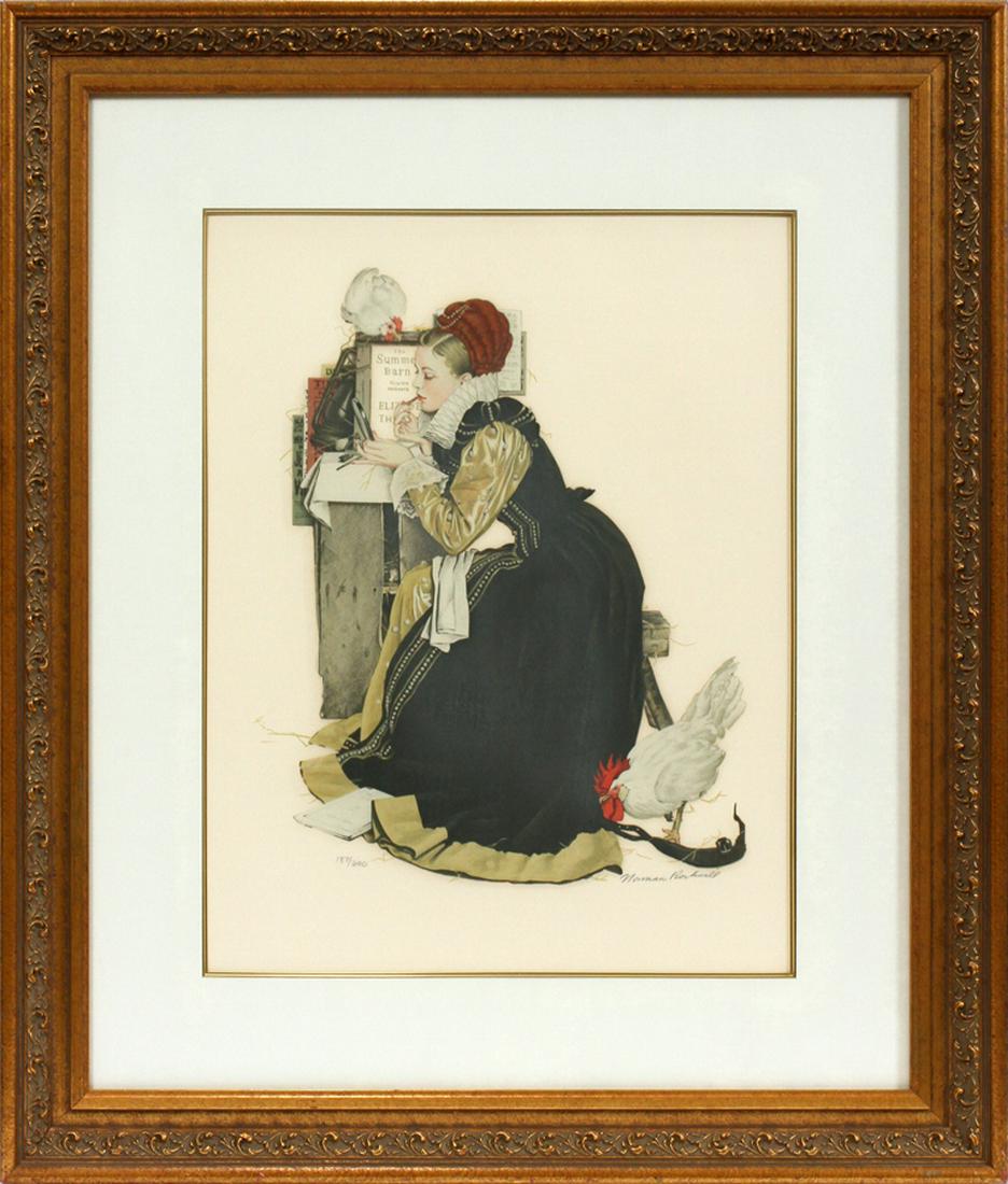 AFTER NORMAN ROCKWELL LITHOGRAPH, #187/200: AFTER NORMAN ROCKWELL (AMERICAN, 1894â€“1978), LITHOGRAPH, #187/200, H 25.25", W 19.25", "SUMMER STOCK" :Framed size H 39", W 32.75"