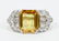YELLOW SAPPHIRE & DIAMOND, PLATINUM BAND RING