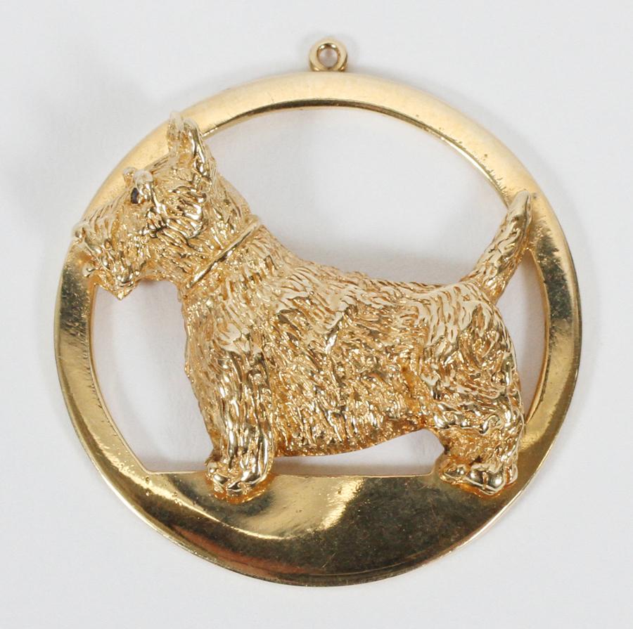 14KT YELLOW GOLD ROUND  SCOTTIE DOG CHARM (1 of 3)