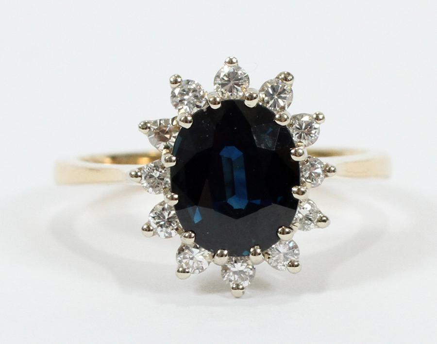 SAPPHIRE & DIAMOND 14KT YELLOW GOLD RING (1 of 3)