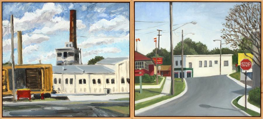 JEFF ABSHEAR OIL ON MASONITE, C. 1995, 2 PCS (1 of 4)