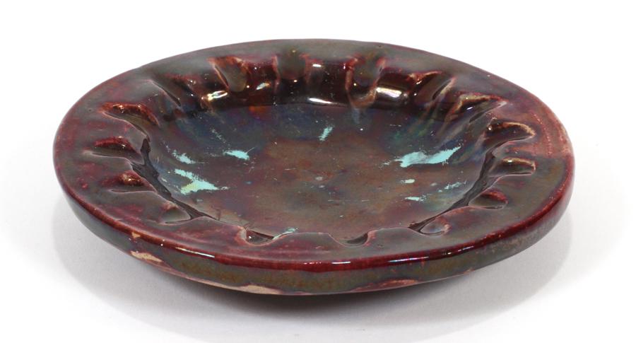 IRA PETERS, PEWABIC LUSTER POTTERY ASH RECEIVER (1 of 4)