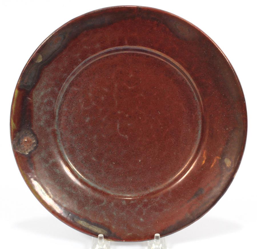 EARLY PEWABIC LUSTER POTTERY CHARGER, DIA 9.5" (1 of 4)