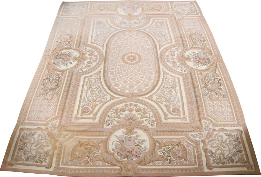 FLORAL MOTIF NEEDLEPOINT RUG, W 102", L 130" (1 of 4)