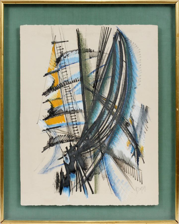 ROGER LERSY LITHOGRAPH H 26" W 20" ABSTRACT (1 of 4)