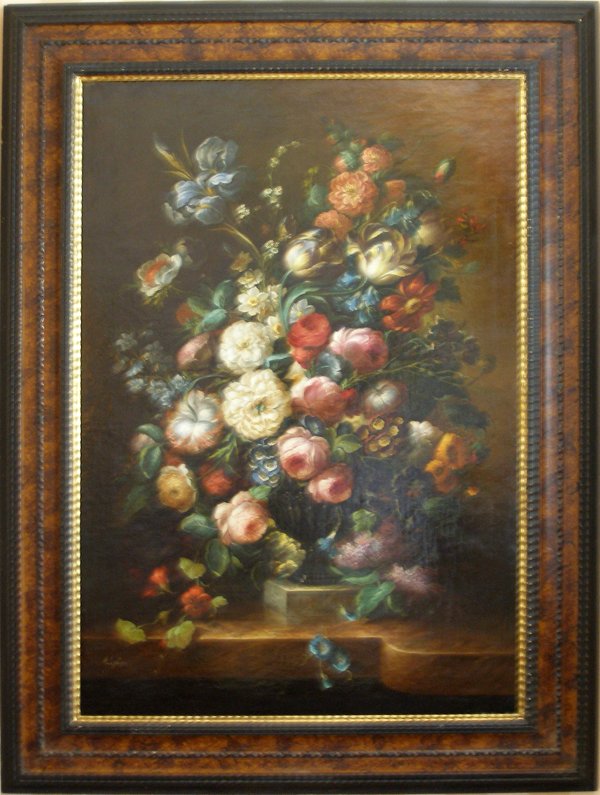 CALZOLARI OIL ON CANVAS 'FLORAL STILL LIFE'