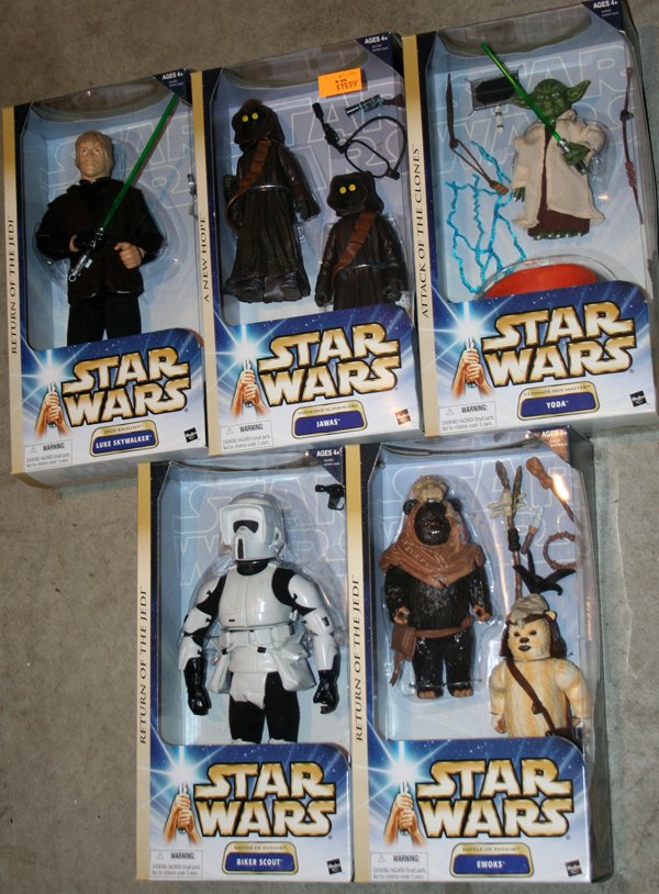 HASBRO STAR WARS ACTION FIGURES, 5, H 6"/ 12"