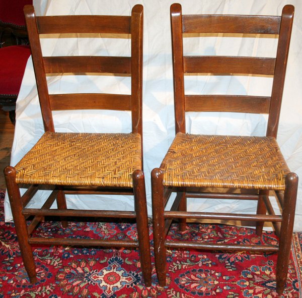 AMERICAN ANTIQUE LADDER BACK SIDE CHAIRS H34"
