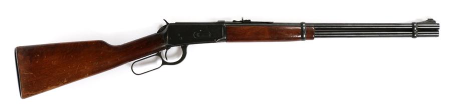 WINCHESTER, MODEL 94, LEVER ACTION CARBINE: WINCHESTER, MODEL 94, LEVER ACTION CARBINE, .30-30 CAL., L 20" BBL, 2128988 Having a blued finish, walnut stock, and forearm, a 20" barrel with an adjustable rear sight and a ramp front sight. A 5 rou