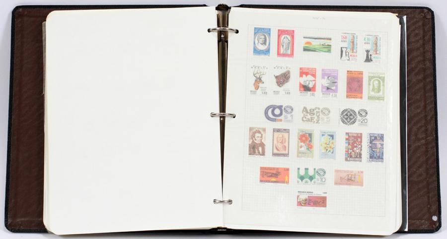 UNUSED & CANCELED POLSKA & RUSSIAN STAMP ALBUM: UNUSED & CANCELED POLSKA & RUSSIAN STAMP ALBUM, ETC.Original Gum, Hinged, 3-Paper Currency $2.notes. 11" x 10", black box-cover.