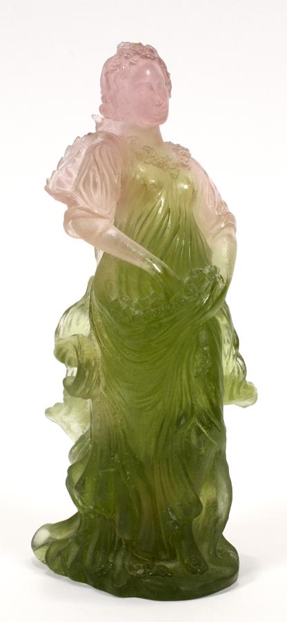 DAUM FRANCE PATE DE VERRE FIGURE: DAUM FRANCE PATE DE VERRE FIGURE H 9" W 4.25" 002/90 A Daum France pate de verre figure of a woman.