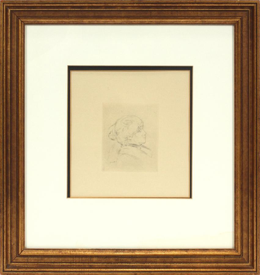 PIERRE-AUGUSTE RENOIR ETCHING PORTRAIT: PIERRE-AUGUSTE RENOIR (FRENCH, 1841-1919) ETCHING PORTRAIT BERTHE MORISOT, 1892, H 4 1/2", W 3 3/4" Etching. Signed in the plate. From a posthumous edition. Park West Gallery Appraisal and Certificate