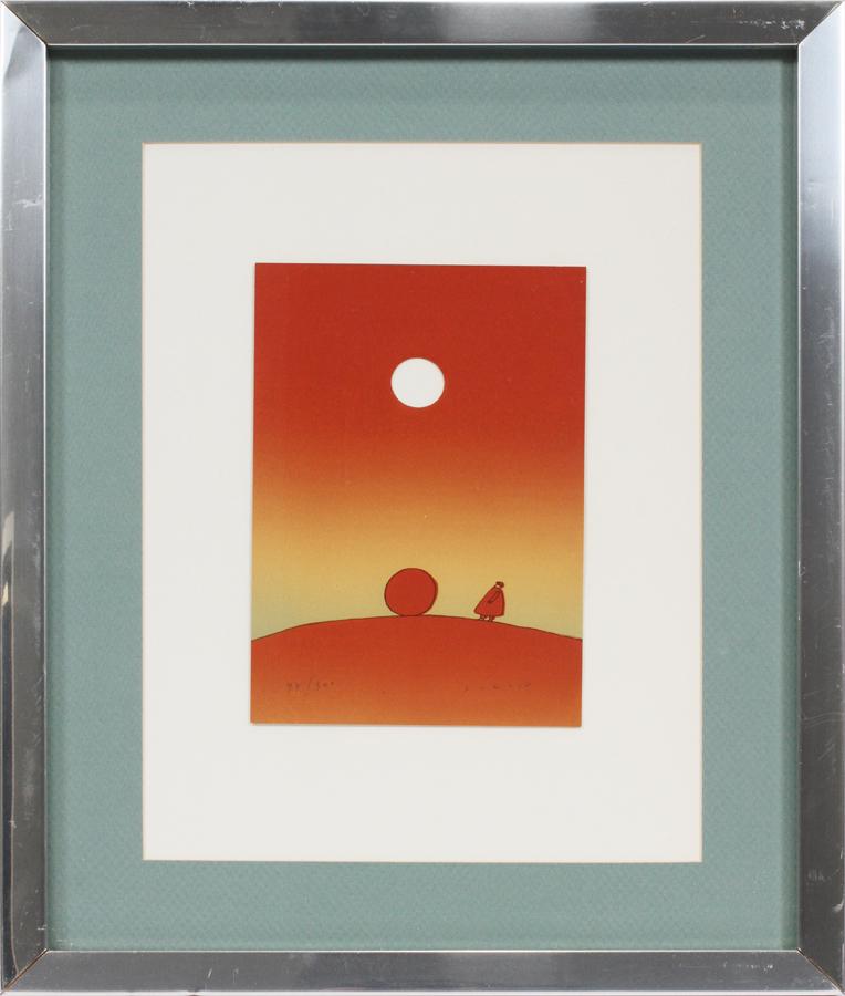 JEAN-MICHAEL FOLON COLOR SERIGRAH UNTITLED: JEAN-MICHAEL FOLON (BELGIAN, 1934-2005) COLOR SERIGRAH, H 8 1/2", W 6", UNTITLED Serigraph in color. Signed in pencil, numbered. From the edition of 300, 47/300. Park West Gallery Appraisal. Framed si