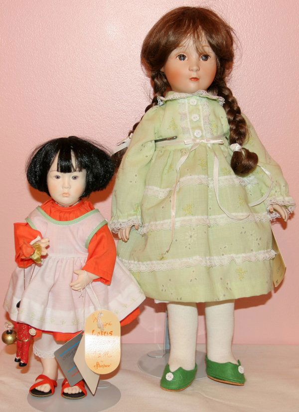 GORHAM DOLL & EFFANBEE "LOTUS BLOSSOM" H 13": GORHAM MUSICAL DOLL, H 20" AND EFFANBEE DOLL "LOTUS BLOSSOM" H 13":Gorham 20" doll is musical [newer] , circa 1984, has original dress and the Effanbee doll, has original clothes.