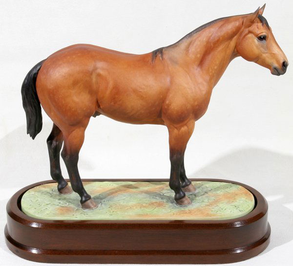 ROYAL WORCESTER 'QUARTER HORSE' H 8" L 9 1/4": ROYAL WORCESTER BISQUE FIGURE, 'QUARTER HORSE', H 8", L 9 1/4":Modeled by Doris Lindner, limited edition number 489/500, with certificate.