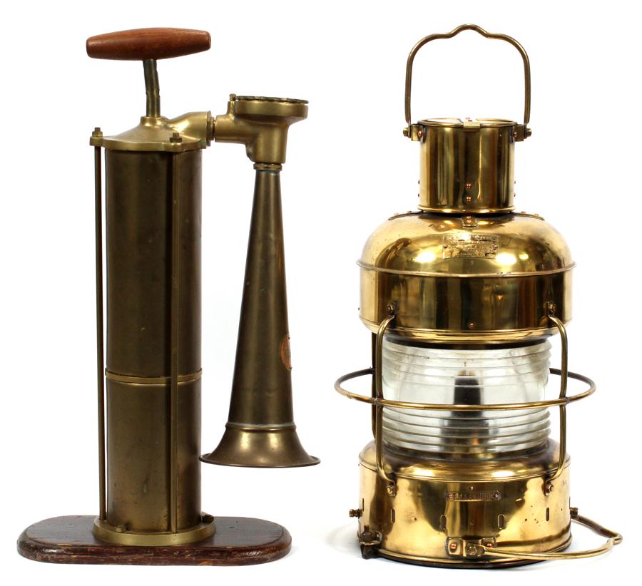 BROS ANCHOR LIGHT BOAT OIL LAMP 1884 Swedish Glass & Brass Oil Lamp