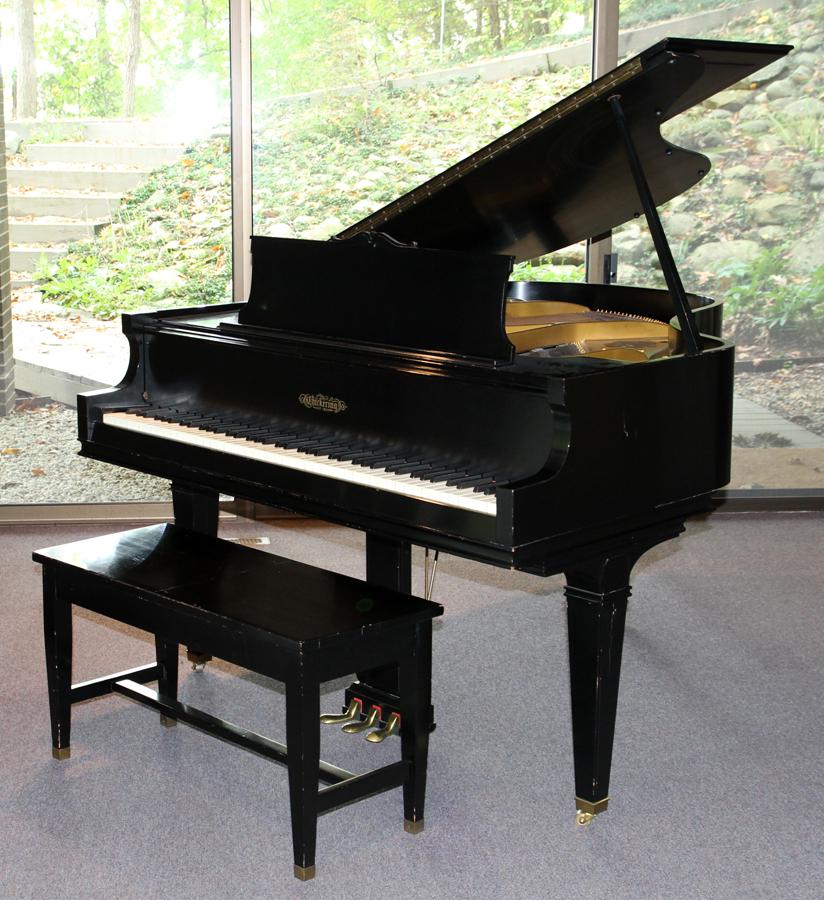 CHICKERING EBONY BABY GRAND PIANO, H 36", L 53": CHICKERING EBONY BABY GRAND PIANO, H 36", L 53"A Chickering baby grand piano. Includes bench.
