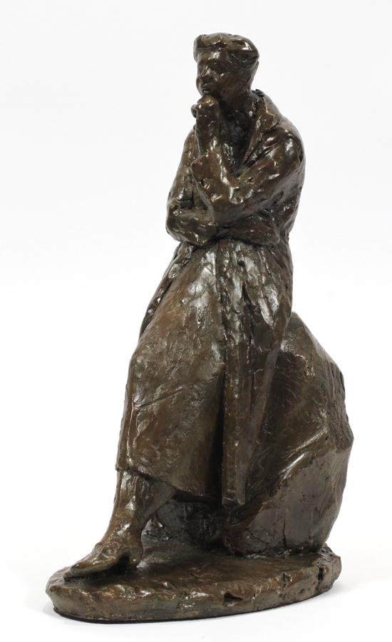 PENELOPE JENCKS PAINTED PLASTER SCULPTURE: PENELOPE JENCKS, B. 1936, PAINTED PLASTER SCULPTURE, OF ELEANOR ROOSEVELT, H 14.5" W 9" D 6" A painted plaster sculpture by Penelope Jencks (B. 1936) of Eleanor Roosevelt. Signed at the base, 'Eleanor