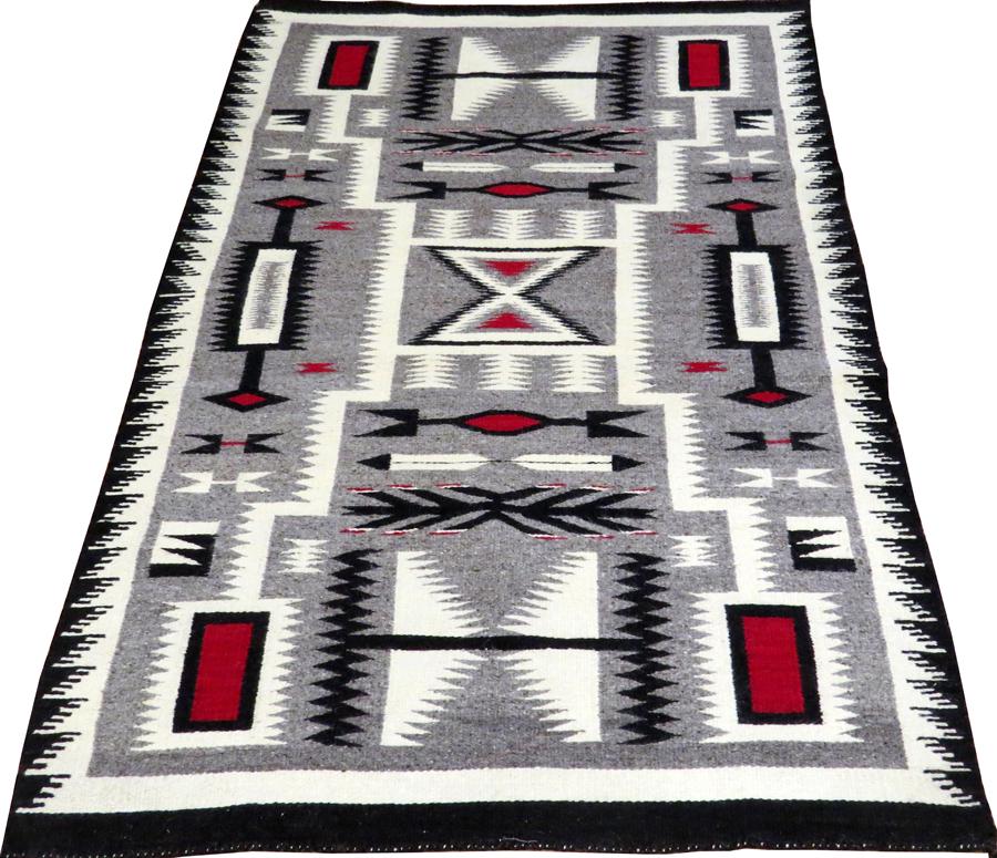 NATIVE AMERICAN HAND WOVEN NAVAJO RUG: NATIVE AMERICAN HAND WOVEN NAVAJO RUG, W 40" L 65" From the Booth Family Estate, Cranbrook, MI.