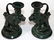 BRONZE CANDLESTICKS, PAIR, H 7" - 2