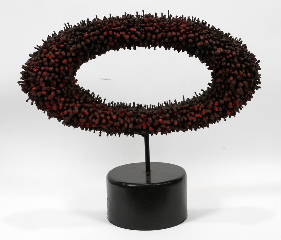 JAMES BEARDEN STEEL WITH ENAMEL SCULPTURE: JAMES BEARDEN (US, B.1964), BLACKENED STEEL WITH GLASS ENAMEL SCULPTURE, 2015, H 17'' -22" W 25"Signed on the base. , H 17" (WITHOUT BASE), H 22" (WITH BASE), W 25", D 8.5", " Provenance: Private Coll