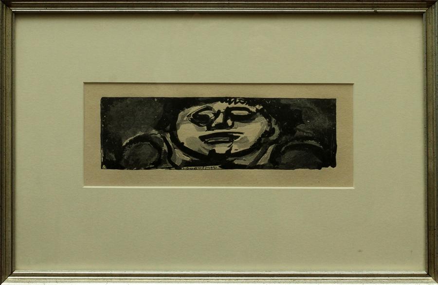 GEORGES ROUAULT LITHOGRAPH ON PAPER, H 2.5", L 8": GEORGES ROUAULT (FRENCH, 1871-1958), LITHOGRAPH ON PAPER, H 2.5", L 8"A lithograph on paper by Georges Rouault. Artist's signature and date (1931) in plate to the lower margins. Frame measures H 10" x