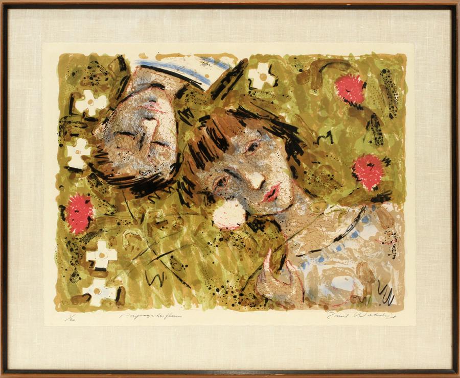 EMIL WEDDIGE, LITHOGRAPH PAYSAGE DES FLEURS: EMIL WEDDIGE, LITHOGRAPH, H 18" W 25" PAYSAGE DES FLEURS Signed, numbered 1/30. Frame 27" x 33".