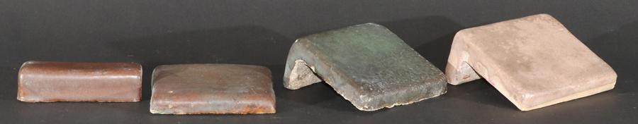 PEWABIC POTTERY TILES, 80 PCS, W 1", L 3.7": PEWABIC POTTERY TILES, 80 PCS, W 1", L 3.7" In green plastic box. Most in bar form. Property of Robert Schweizer, Ann Arbor.