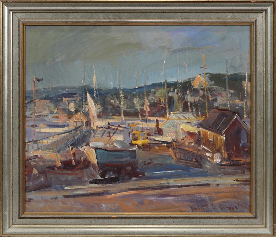 ROBERT GRUPPE OIL ON CANVAS, HARBOR SCENE (1 of 3)