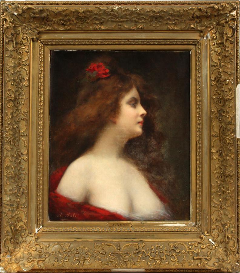 ANGELO ASTI OIL ON CANVAS PORTRAIT OF A BEAUTY (1 of 8)
