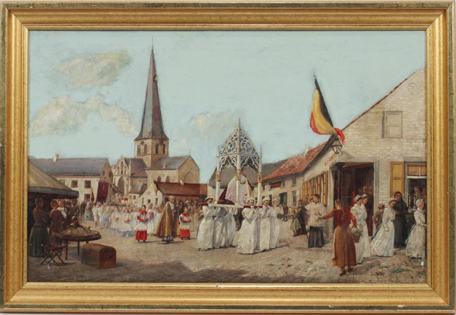 UNSIGNED BELGIAN OIL ON CANVAS (1 of 6)