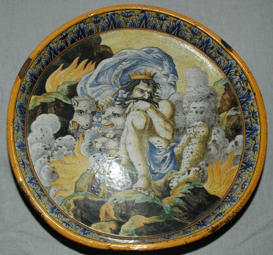 ANTIQUE ITALIAN FAIENCE PORCELAIN ROUND PLATTER (1 of 4)