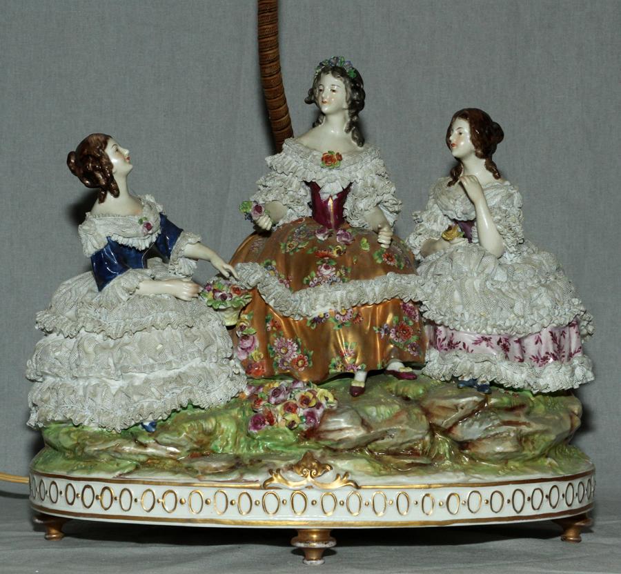 DRESDEN PORCELAIN FIGURAL GROUP NOW A LAMP (1 of 9)