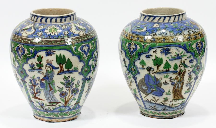 PERSIAN PORCELAIN VASES SEMI-ANTIQUE PAIR (1 of 4)