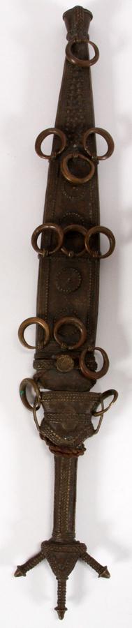 NIGERIAN BENIN BRONZE DAGGER, L 22" (1 of 4)