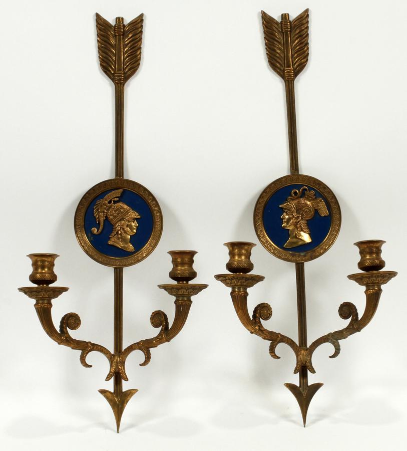 FRENCH NAPOLEON III BRONZE 2-LIGHT WALL SCONCES (1 of 5)