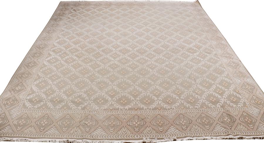 MODERN BEIGE WOOL CARPET, W 11' 8", L 13' (1 of 4)