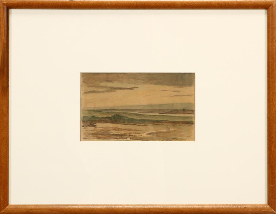 WALTER SHIRLAW WATERCOLOR ON PAPER, MARSH SCENE (1 of 4)