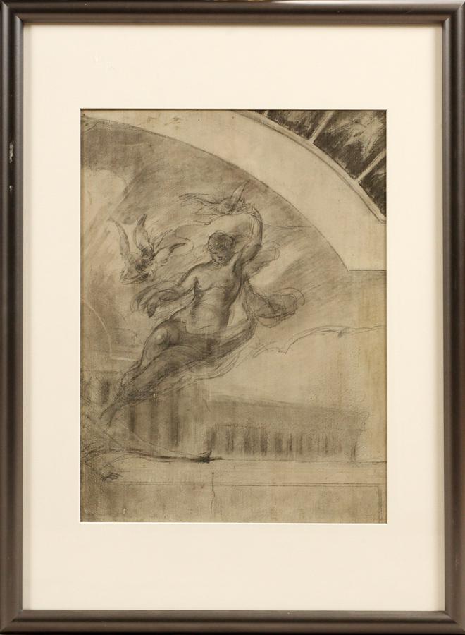WALTER SHIRLAW GRAPHITE ON PANEL, 1896 (1 of 3)