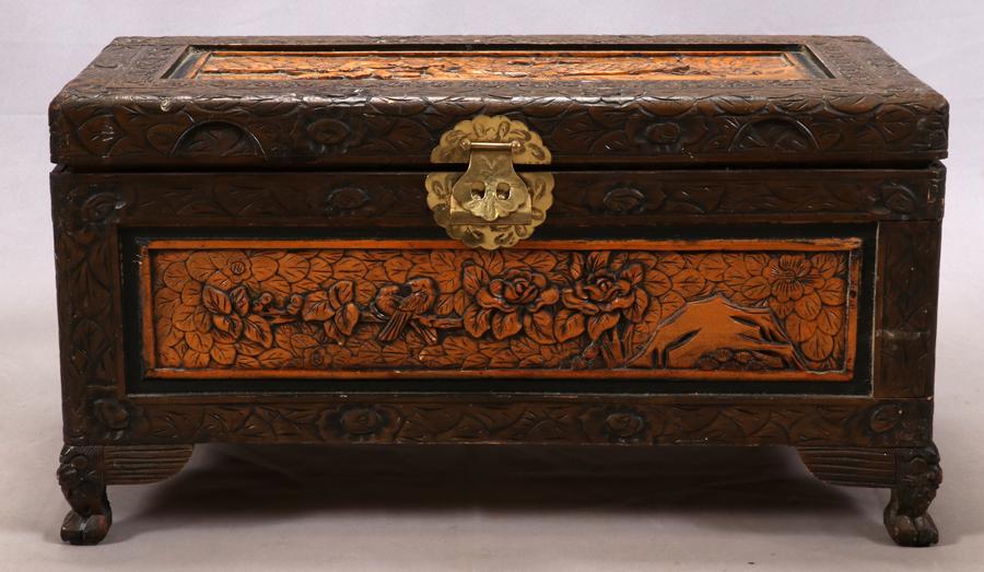 CHINESE HAND CARVED CAMPHOR TRUNK (1 of 10)