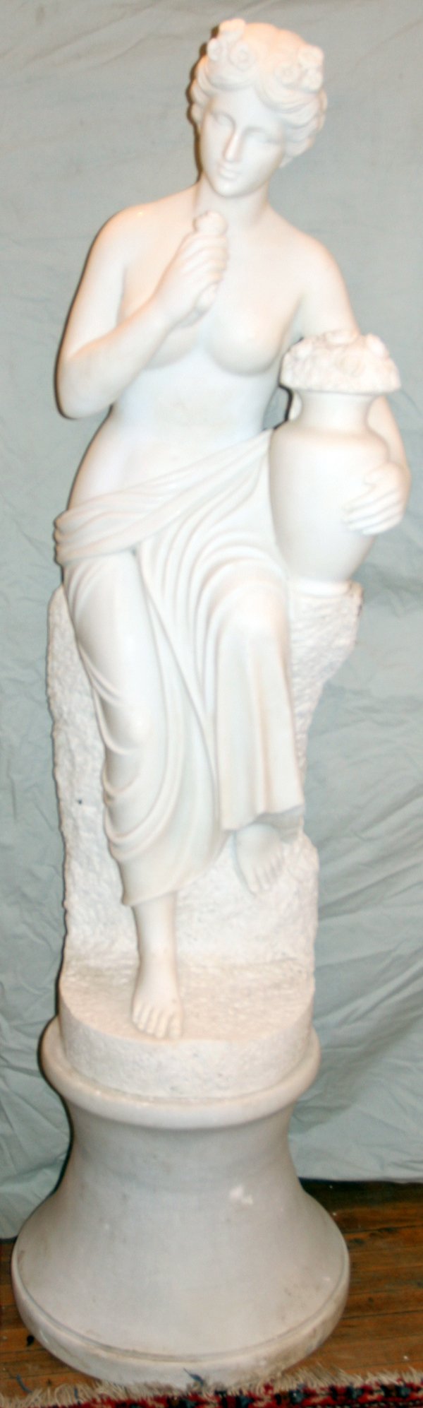 MARBLE NEOCLASSIC STYLE SCULPTURE & PEDESTAL