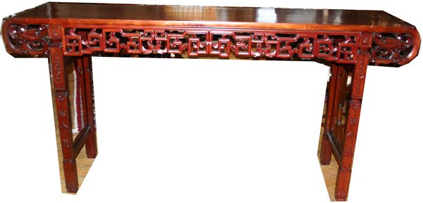 CHINESE ROSEWOOD ALTAR TABLE H 38", L 78"