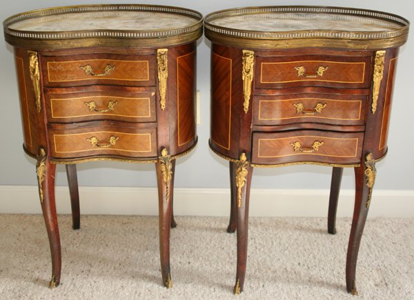 LOUIS XV STYLE MAHOGANY & MARBLE TOP TABLES