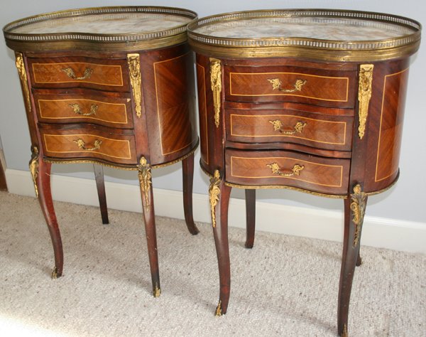 LOUIS XV STYLE MAHOGANY & MARBLE TOP TABLES - 2