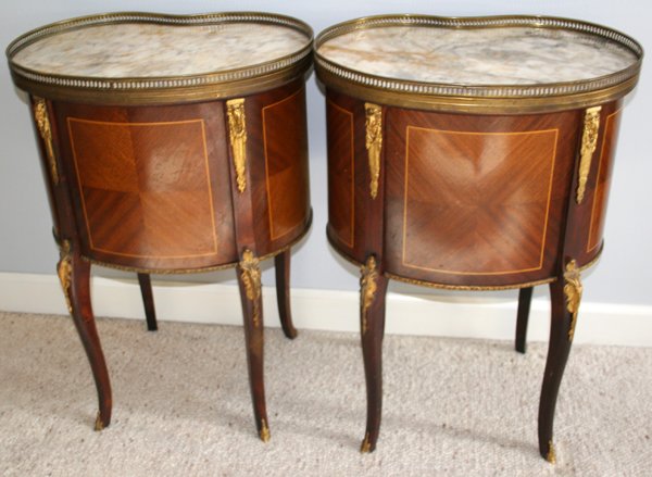 LOUIS XV STYLE MAHOGANY & MARBLE TOP TABLES - 3