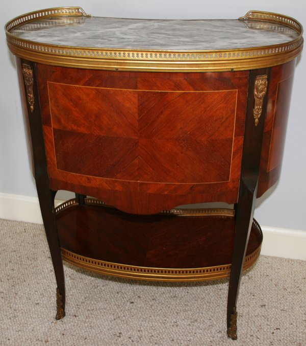 LOUIS XV STYLE MAHOGANY & MARBLE TOP TABLE - 2