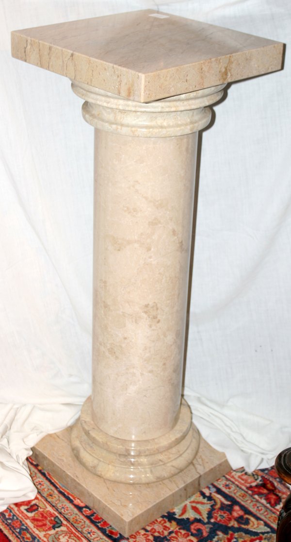 BEIGE MARBLE PEDESTALS, PAIR, H 40"