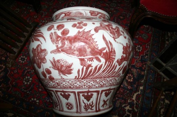 CHINESE PORCELAIN JARDINIÈRE, H 18", DIA 19" - 4