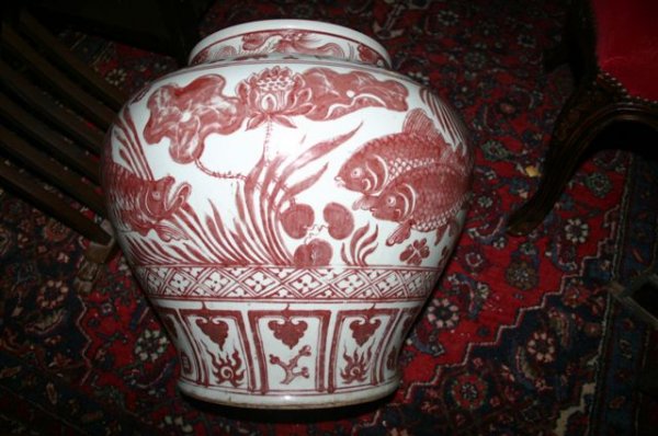 CHINESE PORCELAIN JARDINIÈRE, H 18", DIA 19" - 5