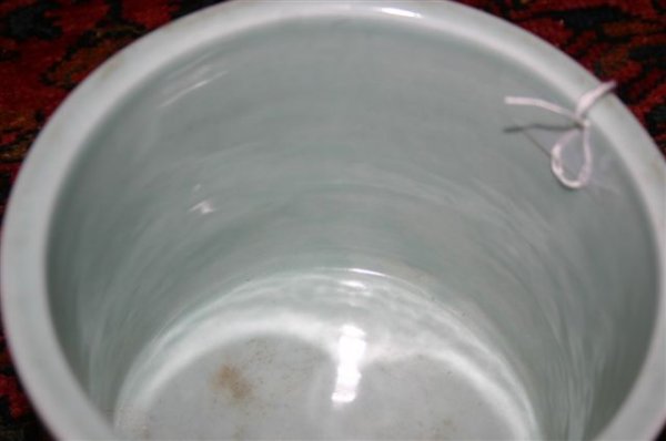 CHINESE CELADON BRUSH POT, H 6 1/2", D 7 1/2" - 5